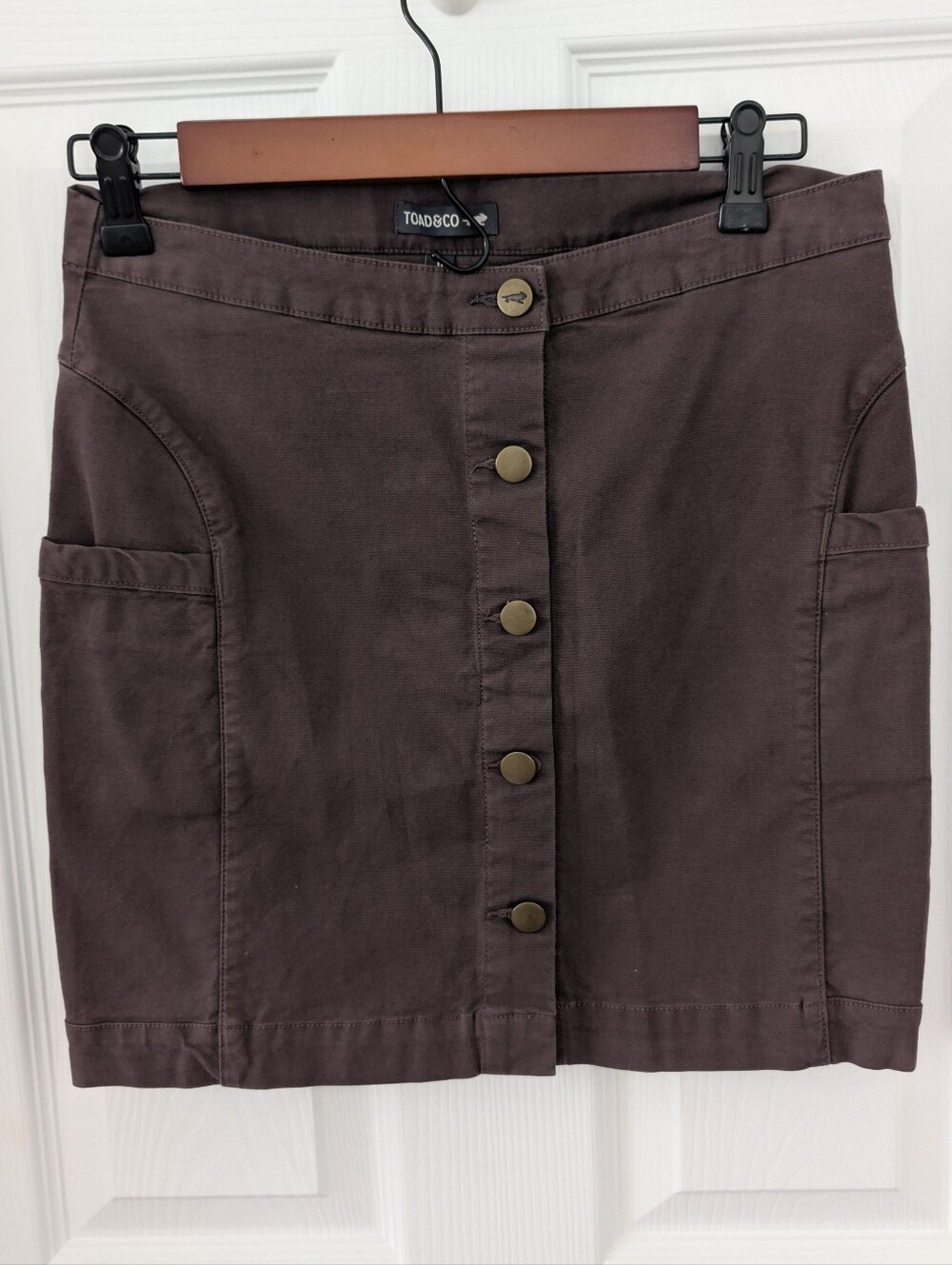 Toad&Co Earthworks Organic Cotton Button Down Skirt Dusty Purple Brown